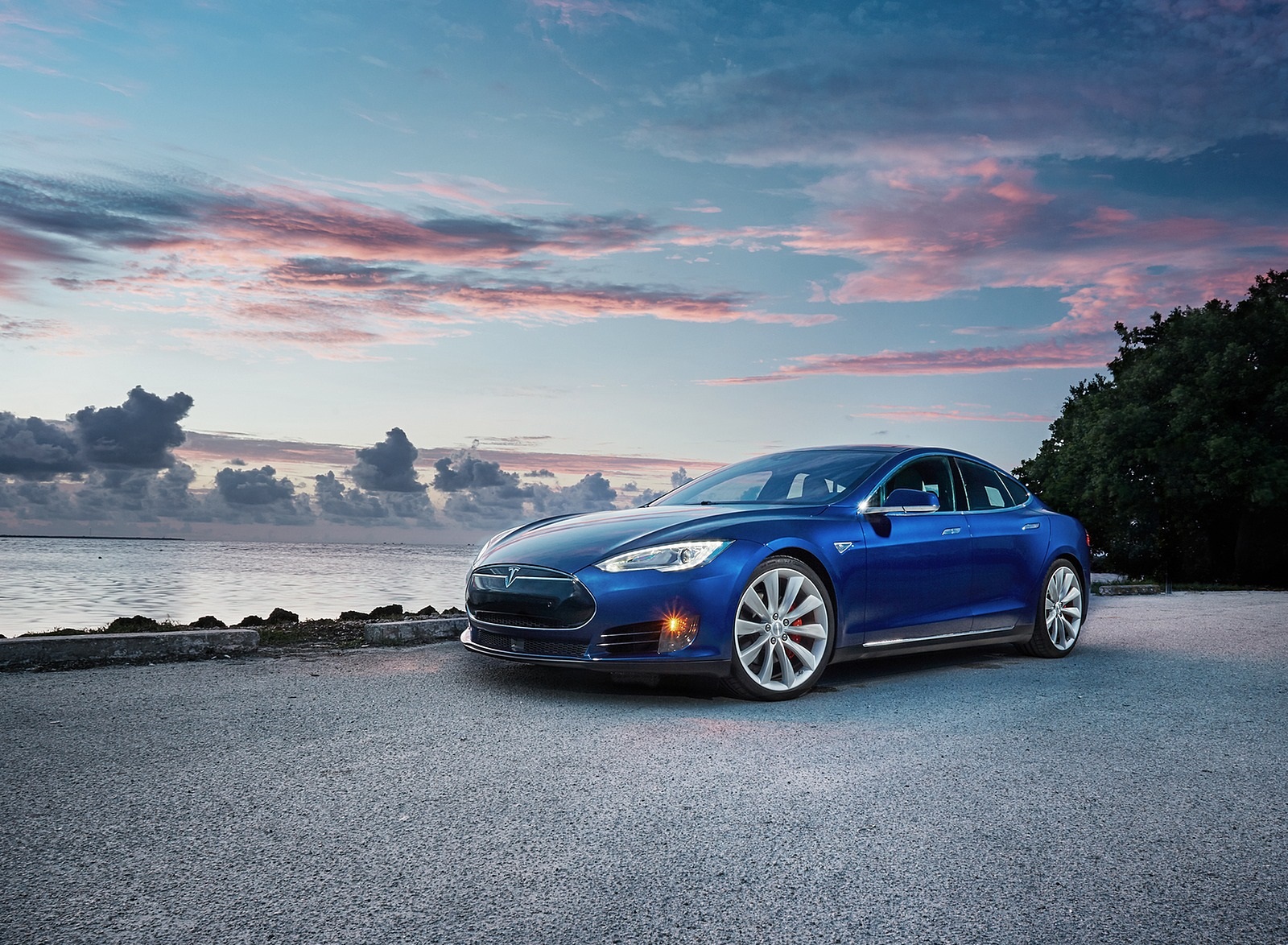 2015 Tesla Model S P85D Blue Front Wallpapers #16 of 18