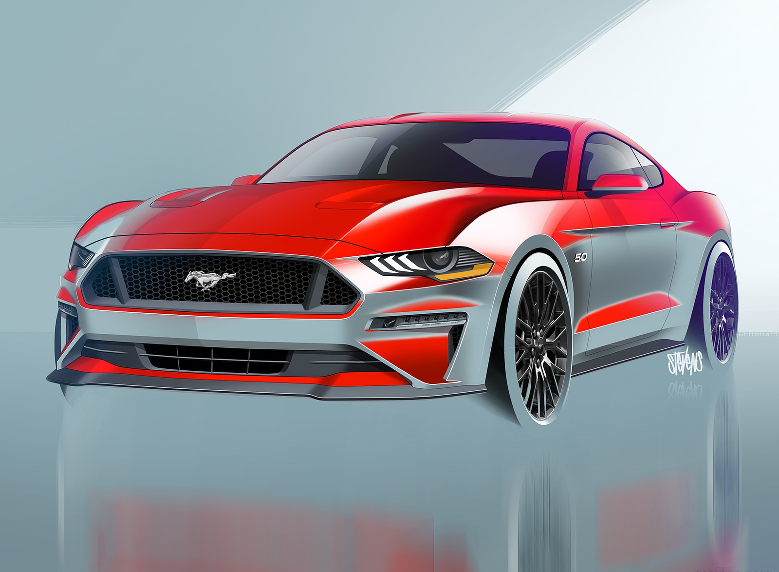 2018 Ford Mustang V8 GT Design Sketch Wallpapers #14 of 25