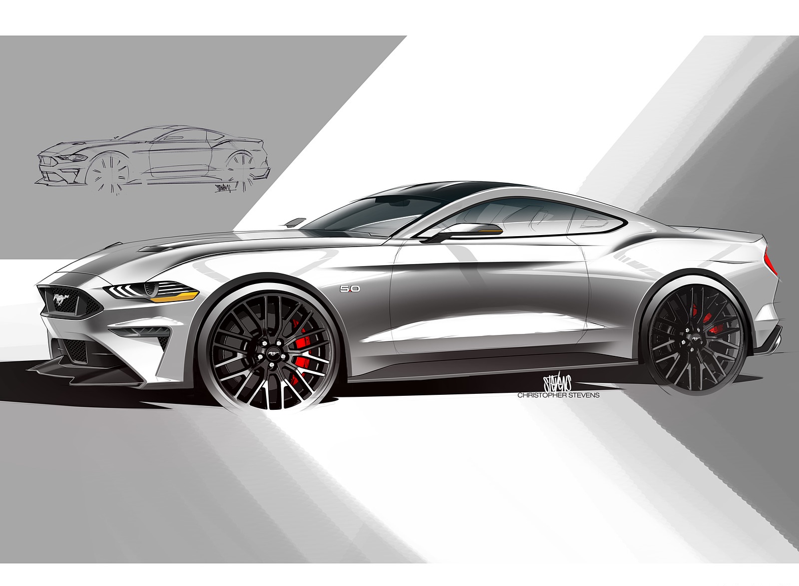 2018 Ford Mustang V8 GT Design Sketch Wallpapers #22 of 25