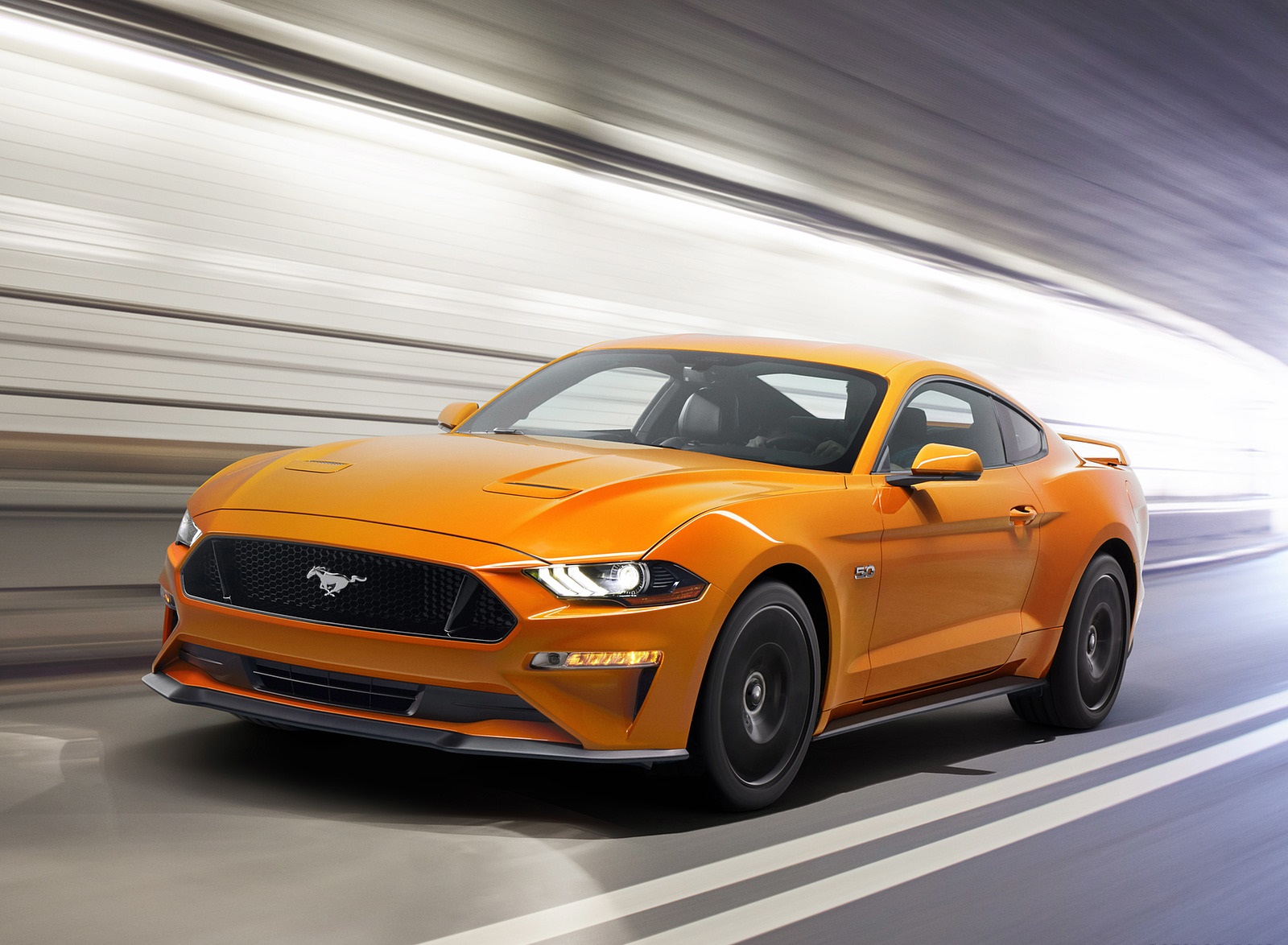 2018 Ford Mustang V8 GT with Performance Package (Color: Orange Fury) Front Three-Quarter Wallpapers #1 of 25