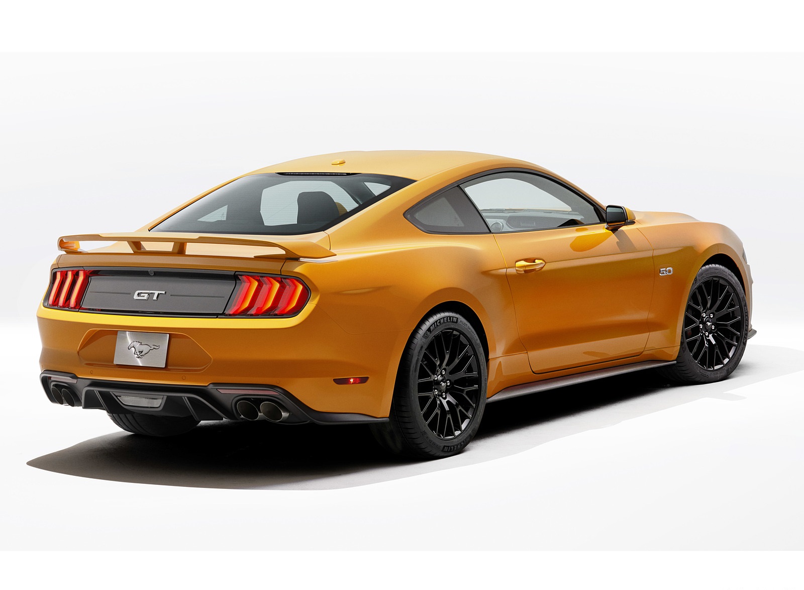 2018 Ford Mustang V8 GT with Performance Package (Color: Orange Fury) Rear Three-Quarter Wallpapers #8 of 25