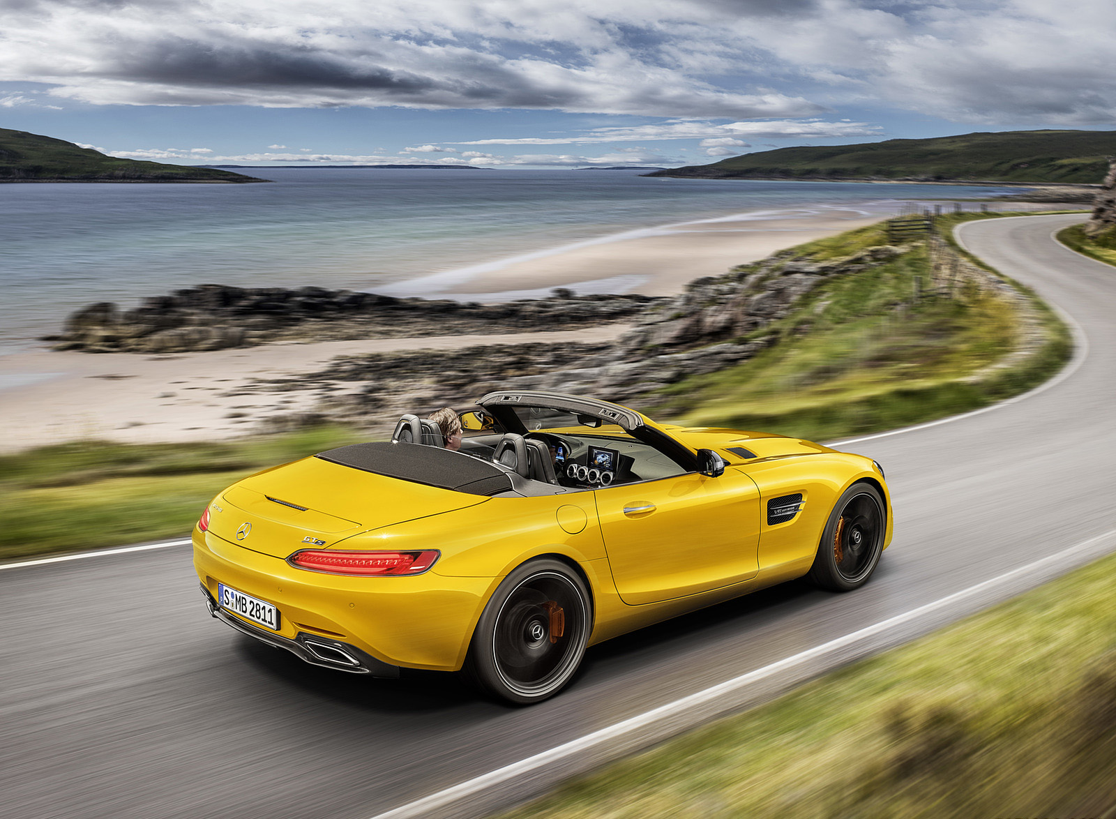 2019 Mercedes-AMG GT S Roadster (Color: Solarbeam) Rear Three-Quarter Wallpapers (2)