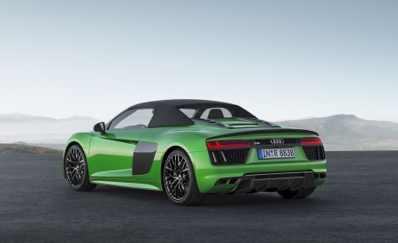 2018 Audi R8 Spyder V10 plus (Color: Micrommata Green) Rear Three-Quarter Wallpapers 450x275 (5)