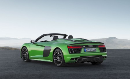 2018 Audi R8 Spyder V10 plus (Color: Micrommata Green) Rear Three-Quarter Wallpapers 450x275 (6)