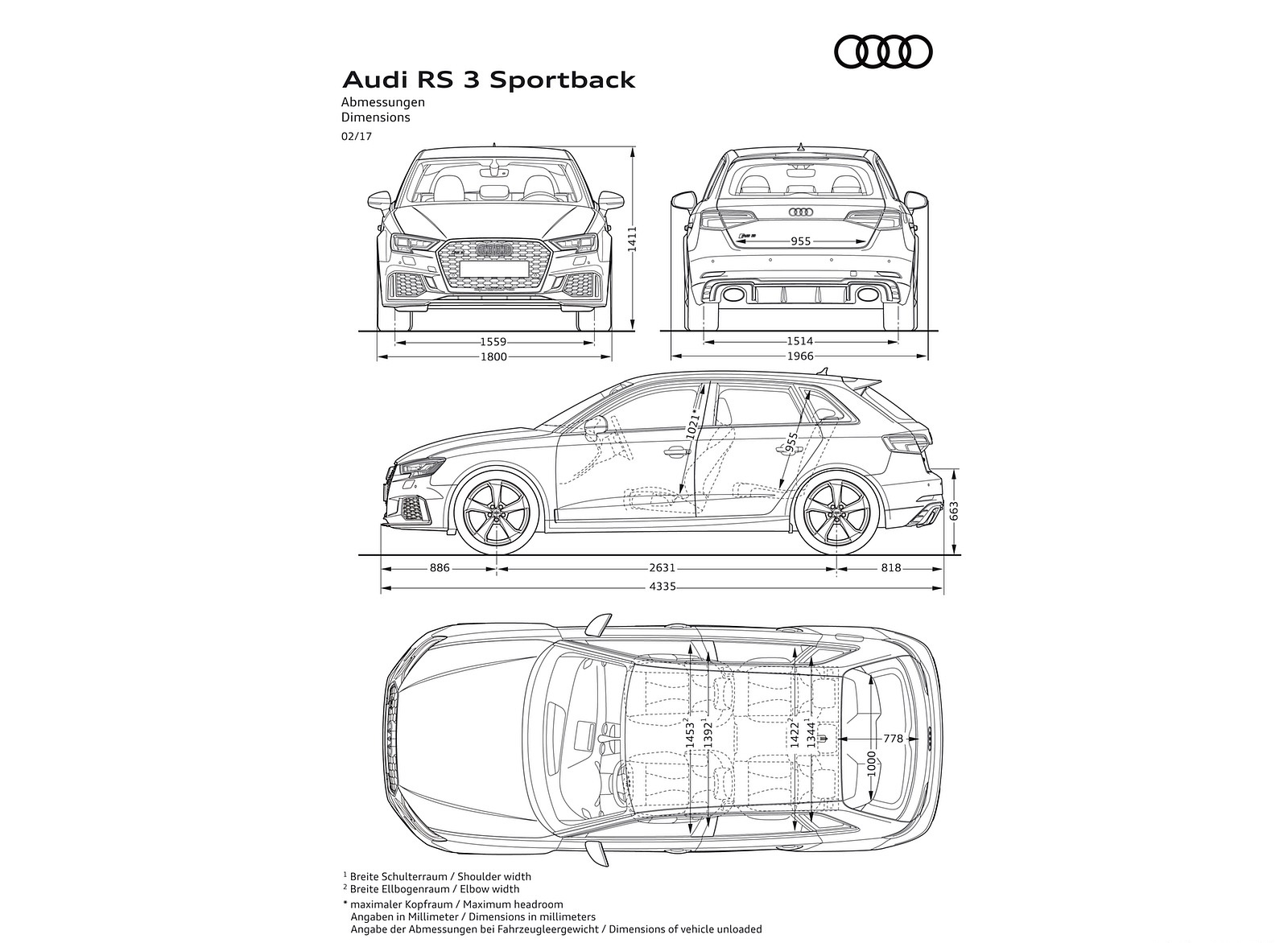 2018 Audi RS3 Sportback Dimensions Wallpapers #51 of 51