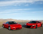 2019 Acura NSX (Color: Curva Red) and 1990 Acura NSX Front Three-Quarter Wallpapers 150x120