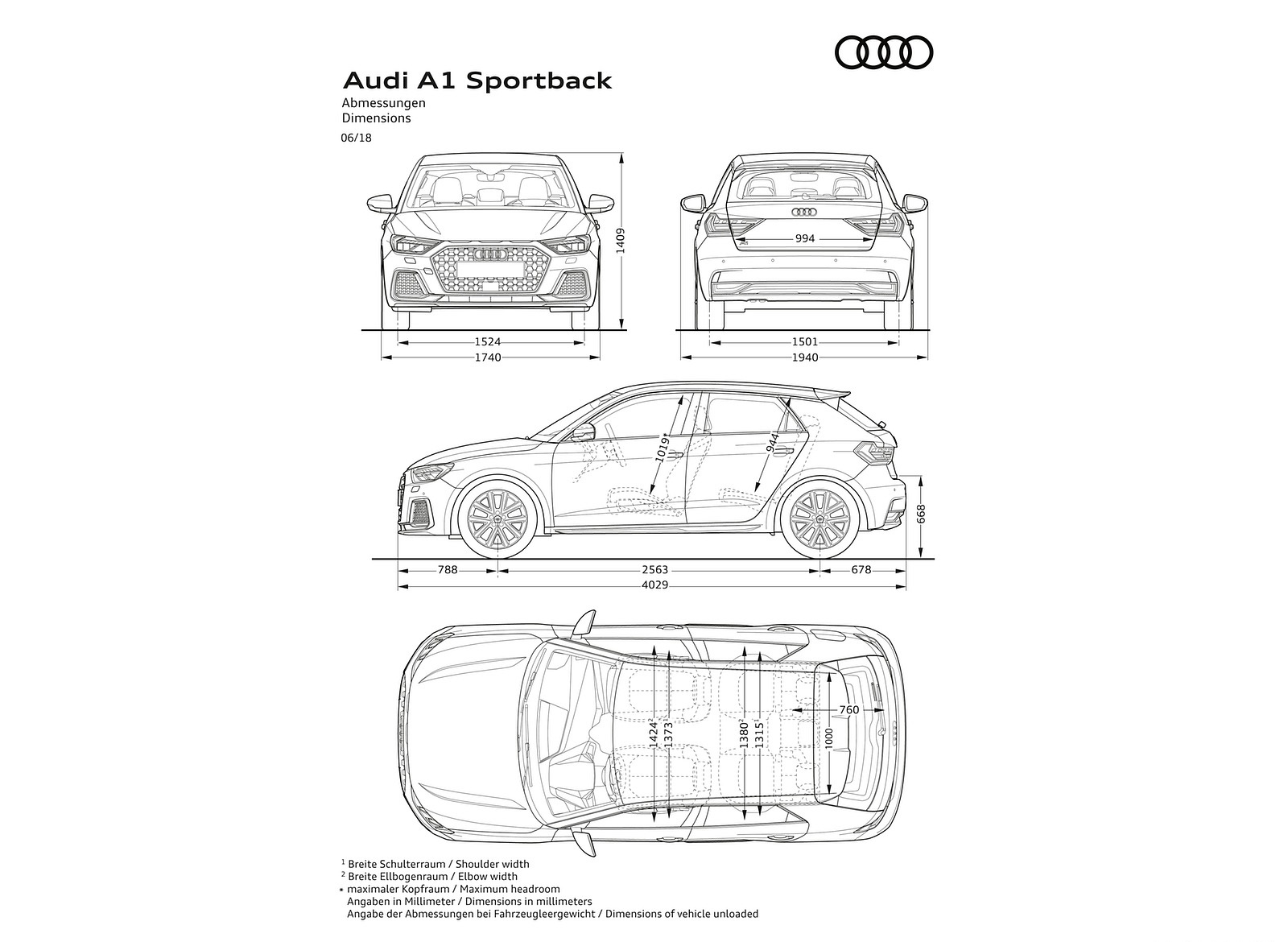 2019 Audi A1 Sportback Dimensions Wallpapers #31 of 31