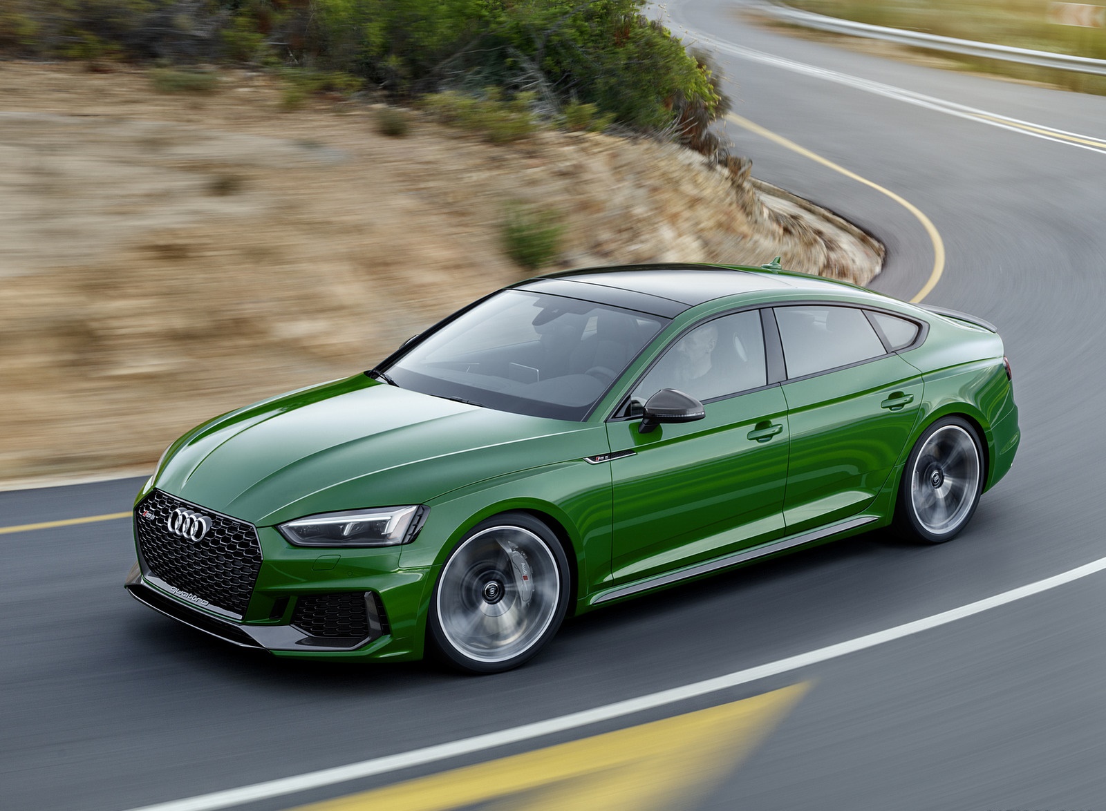 2019 Audi RS5 Sportback (Color: Sonoma Green Metallic) Front Three-Quarter Wallpapers #70 of 84