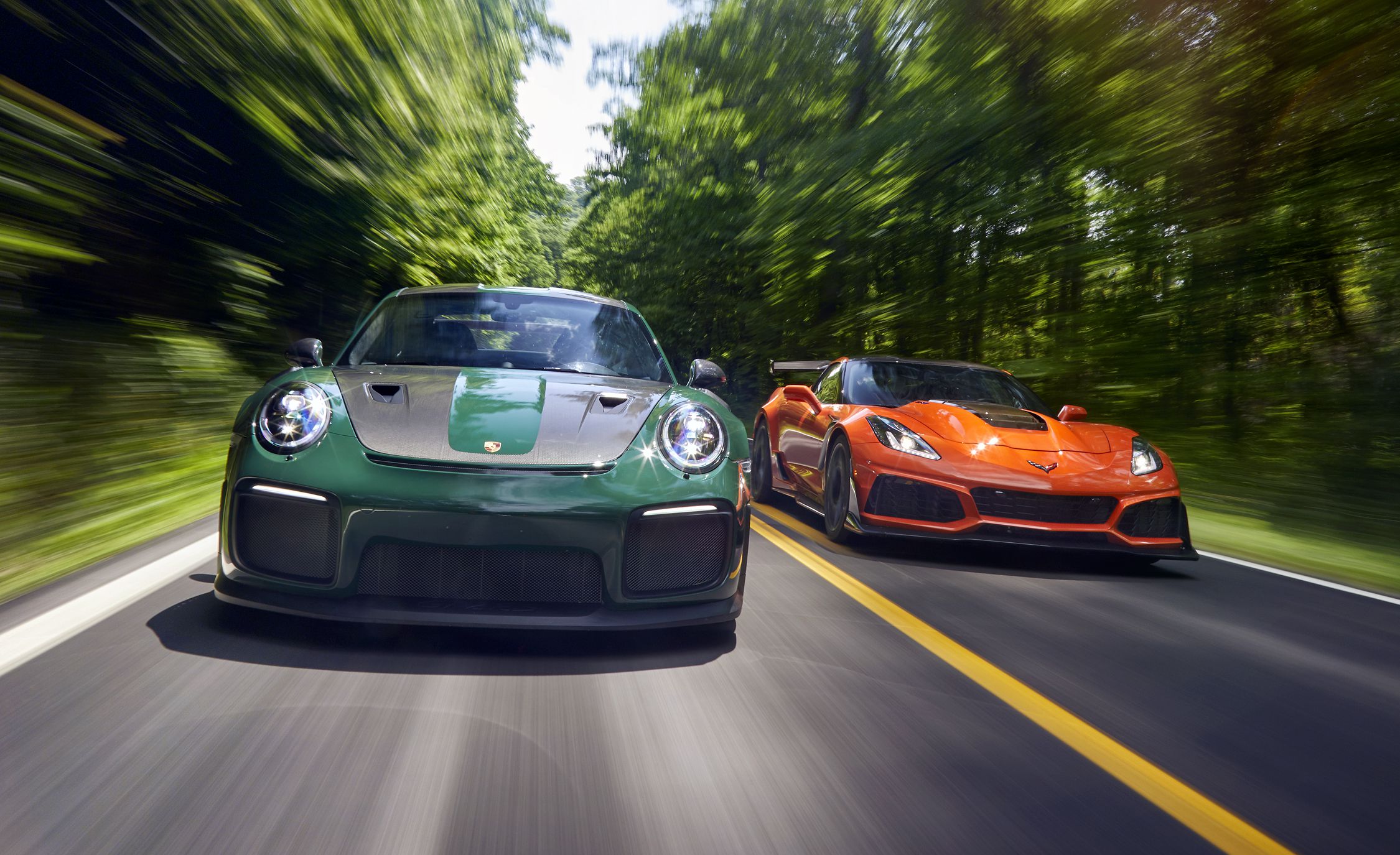 2019 Chevrolet Corvette ZR1 and 2018 Porsche 911 GT2 RS Front Wallpapers (2)