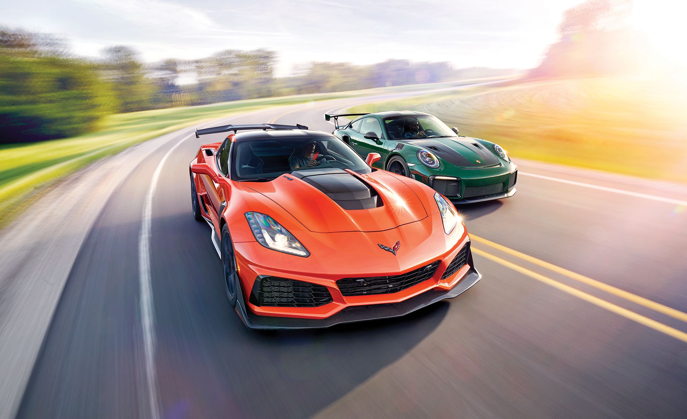 2019 Chevrolet Corvette ZR1 and 2018 Porsche 911 GT2 RS Front Wallpapers #1 of 129