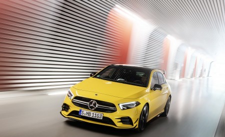 2019 Mercedes-AMG A35 4MATIC (Color: Sun Yellow) Front Three-Quarter Wallpapers 450x275 (23)
