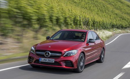 2019 Mercedes-AMG C43 4MATIC Sedan (Color: Hyacinth Red) Front Three-Quarter Wallpapers 450x275 (8)