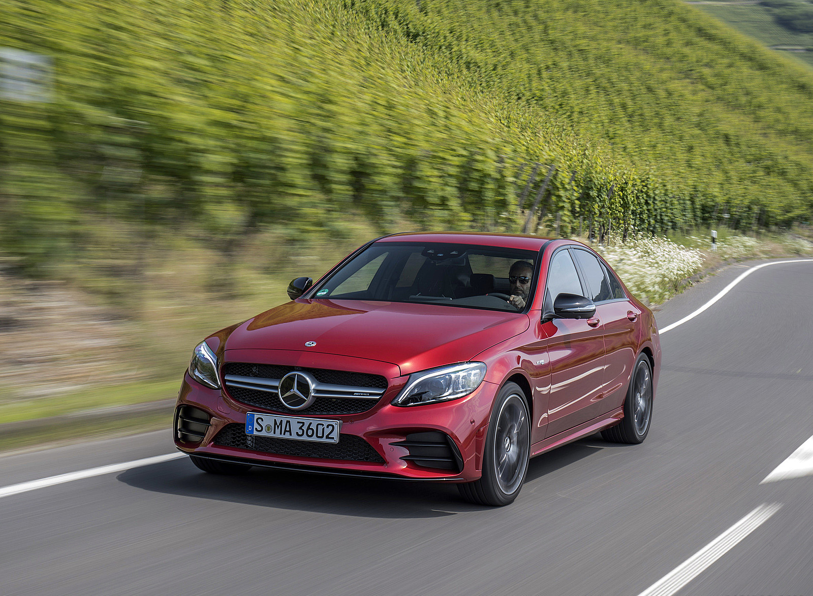 2019 Mercedes-AMG C43 4MATIC Sedan (Color: Hyacinth Red) Front Three-Quarter Wallpapers (8)