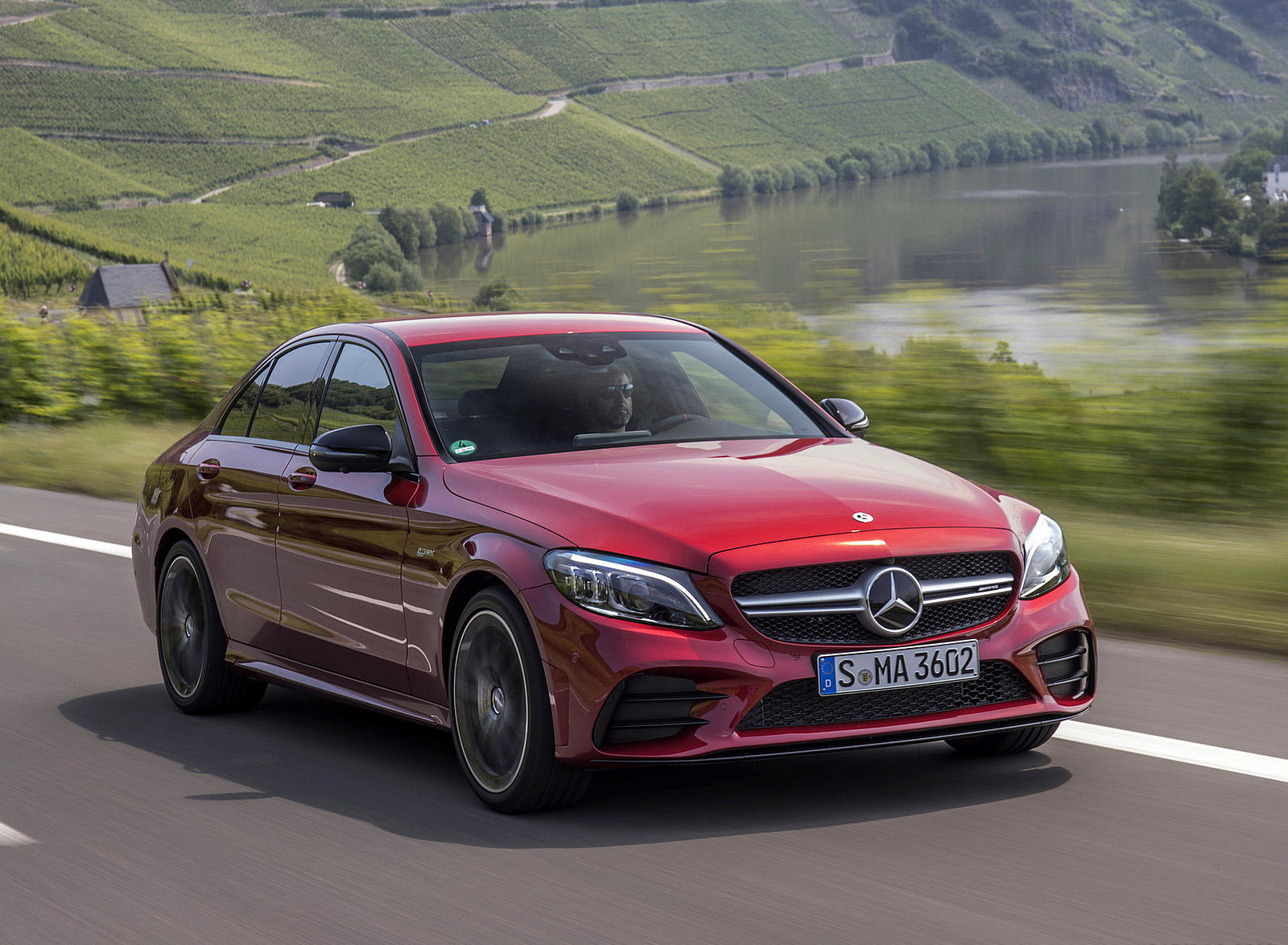 2019 Mercedes-AMG C43 4MATIC Sedan (Color: Hyacinth Red) Front Three-Quarter Wallpapers  (3)