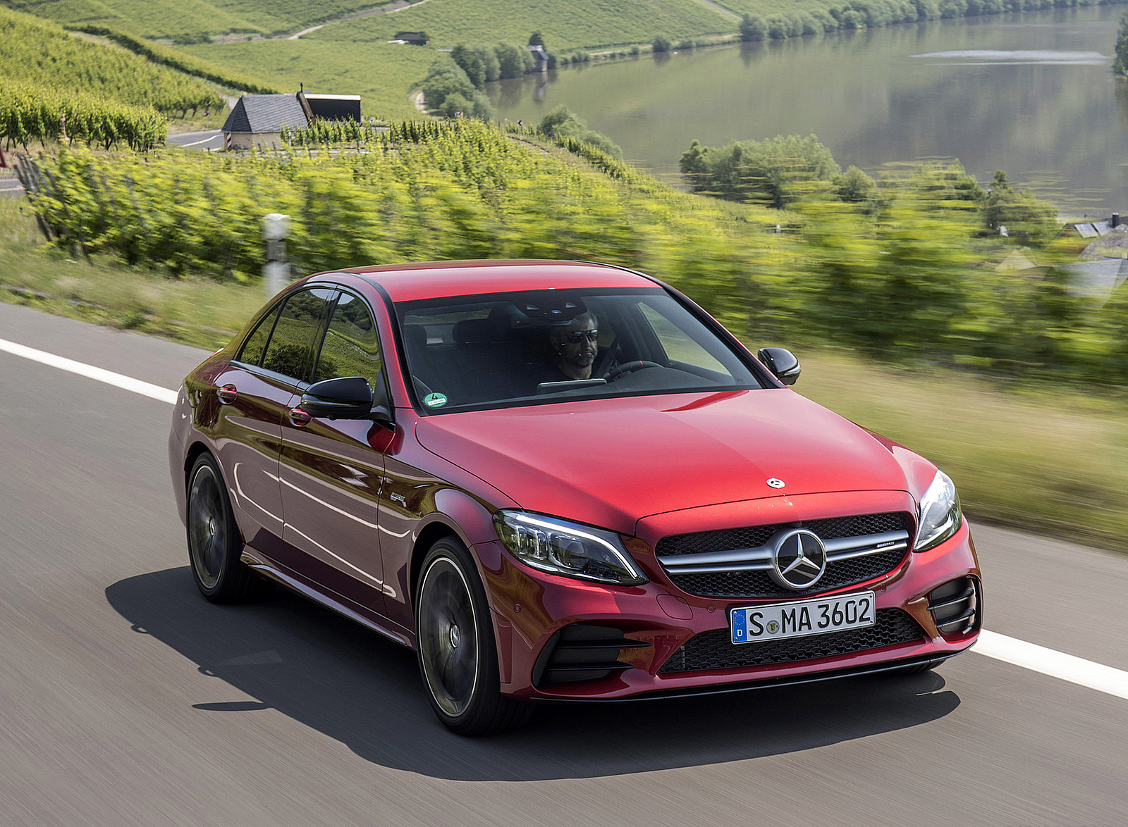 2019 Mercedes-AMG C43 4MATIC Sedan (Color: Hyacinth Red) Front Three-Quarter Wallpapers #4 of 191