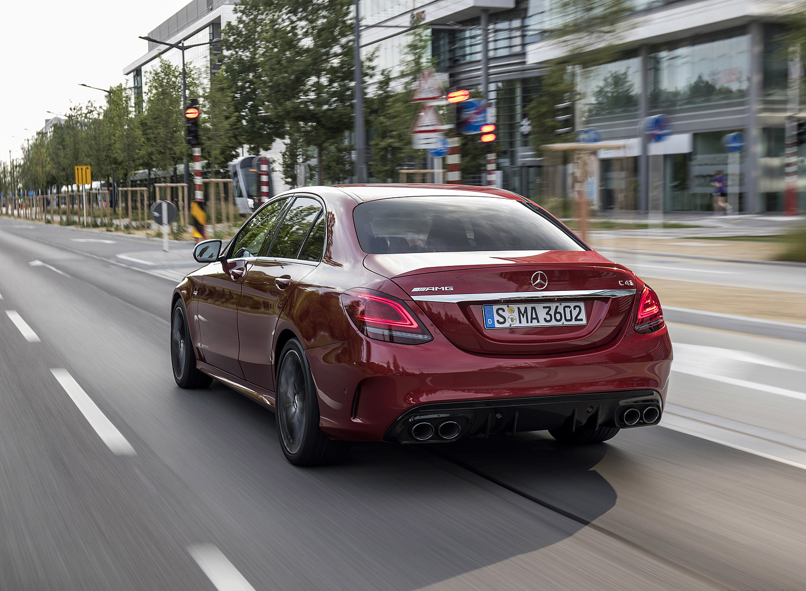 2019 Mercedes-AMG C43 4MATIC Sedan (Color: Hyacinth Red) Rear Three-Quarter Wallpapers #18 of 191