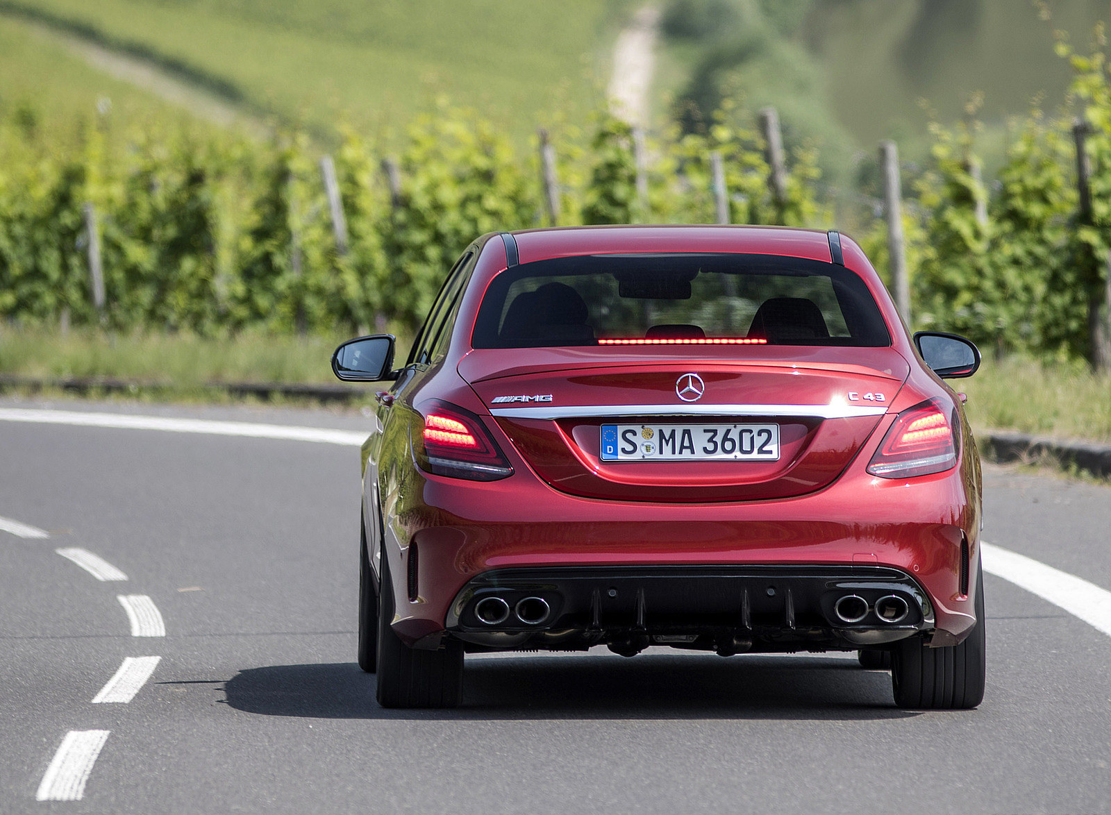 2019 Mercedes-AMG C43 4MATIC Sedan (Color: Hyacinth Red) Rear Wallpapers #11 of 191