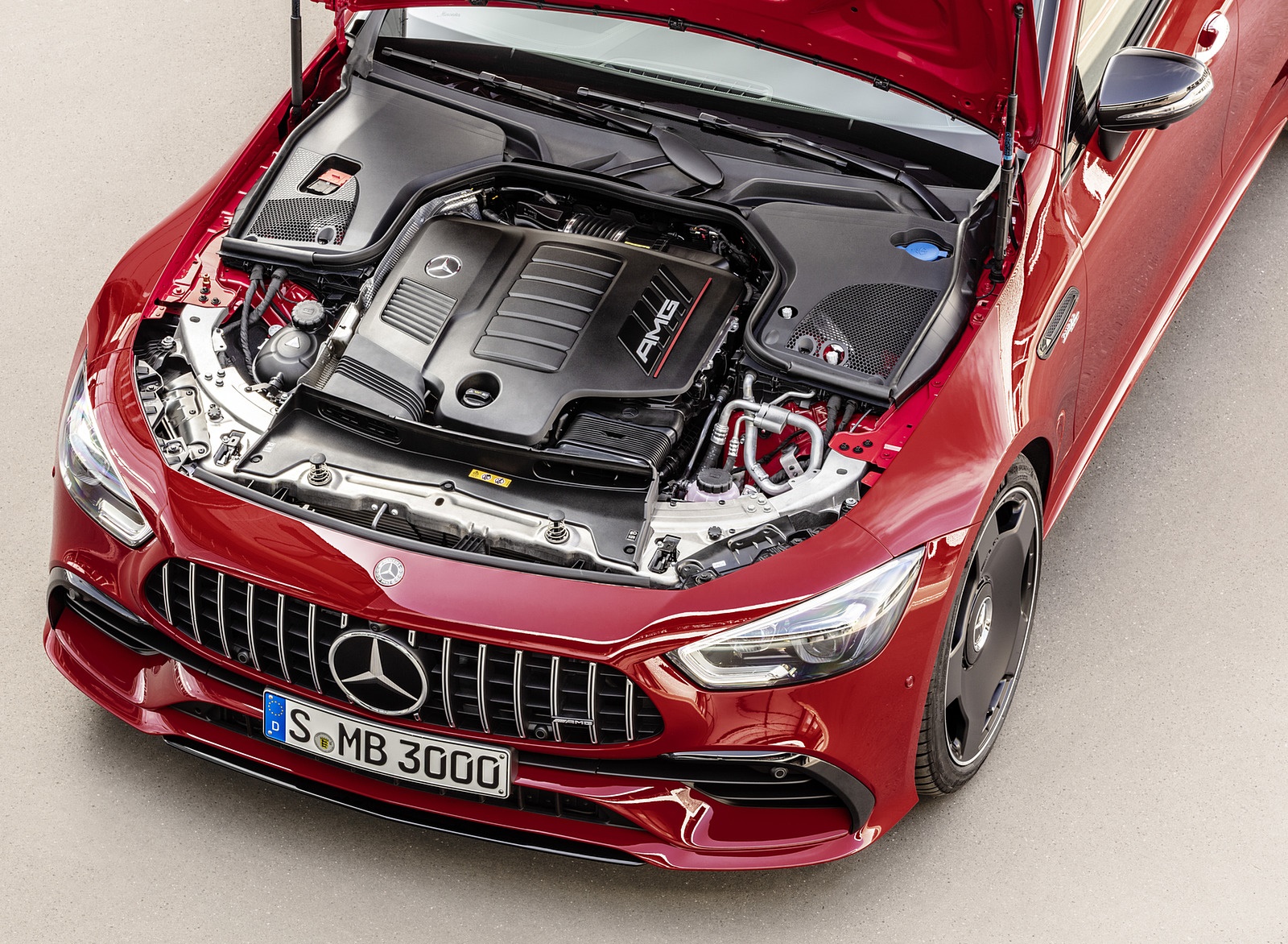 2019 Mercedes-AMG GT 43 4MATIC+ 4-Door Coupé (Color: Jupiter Red) Engine Wallpapers #12 of 16