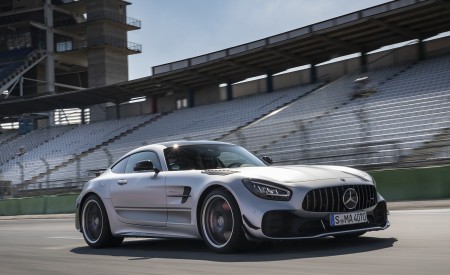 2020 Mercedes-AMG GT R Pro (Color: Designo Iridium Silver magno) Front Three-Quarter Wallpapers 450x275 (3)