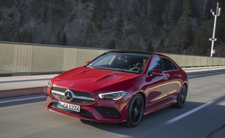 2020 Mercedes-Benz CLA 250 4MATIC Coupe AMG Line (Color: Jupiter Red) Front Three-Quarter Wallpapers 450x275 (2)