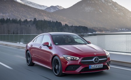 2020 Mercedes-Benz CLA 250 4MATIC Coupe AMG Line (Color: Jupiter Red) Front Three-Quarter Wallpapers 450x275 (4)