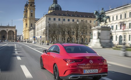 2020 Mercedes-Benz CLA 250 4MATIC Coupe AMG Line (Color: Jupiter Red) Rear Three-Quarter Wallpapers 450x275 (6)
