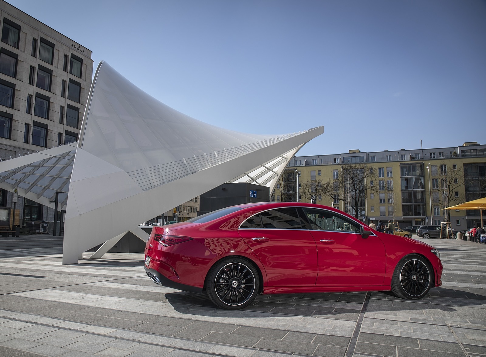 2020 Mercedes-Benz CLA 250 4MATIC Coupe AMG Line (Color: Jupiter Red) Side Wallpapers #11 of 133