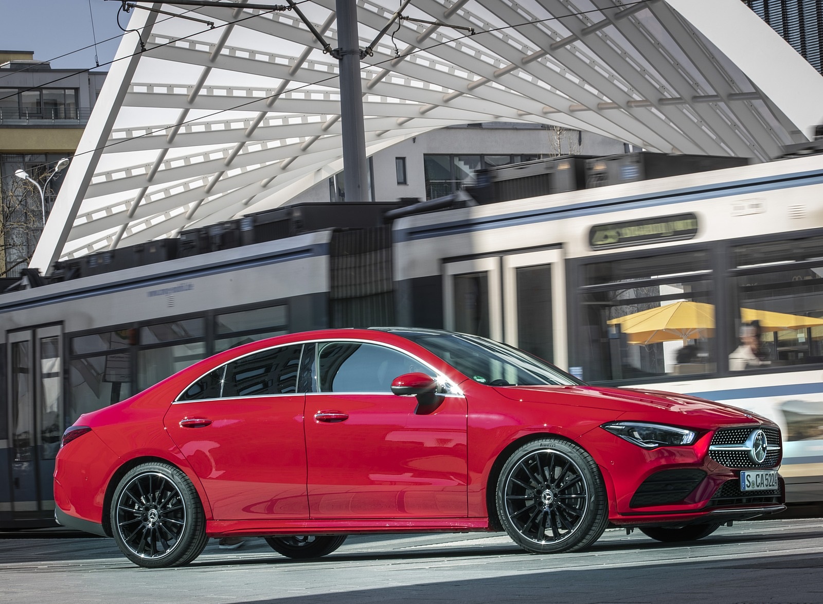 2020 Mercedes-Benz CLA 250 4MATIC Coupe AMG Line (Color: Jupiter Red) Side Wallpapers #12 of 133