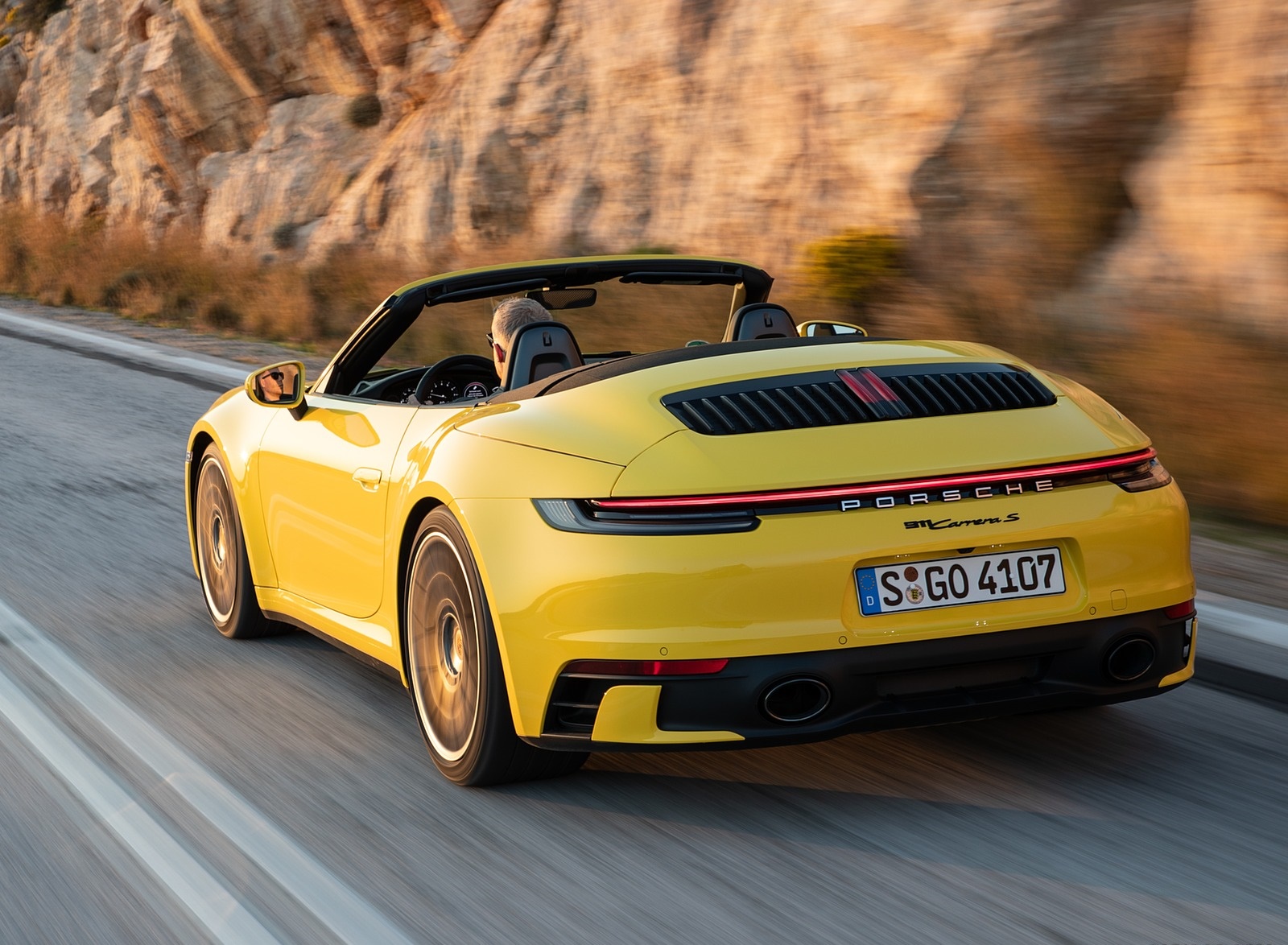 2020 Porsche 911 Carrera S Cabriolet (Color: Racing Yellow) Rear Three-Quarter Wallpapers #147 of 193