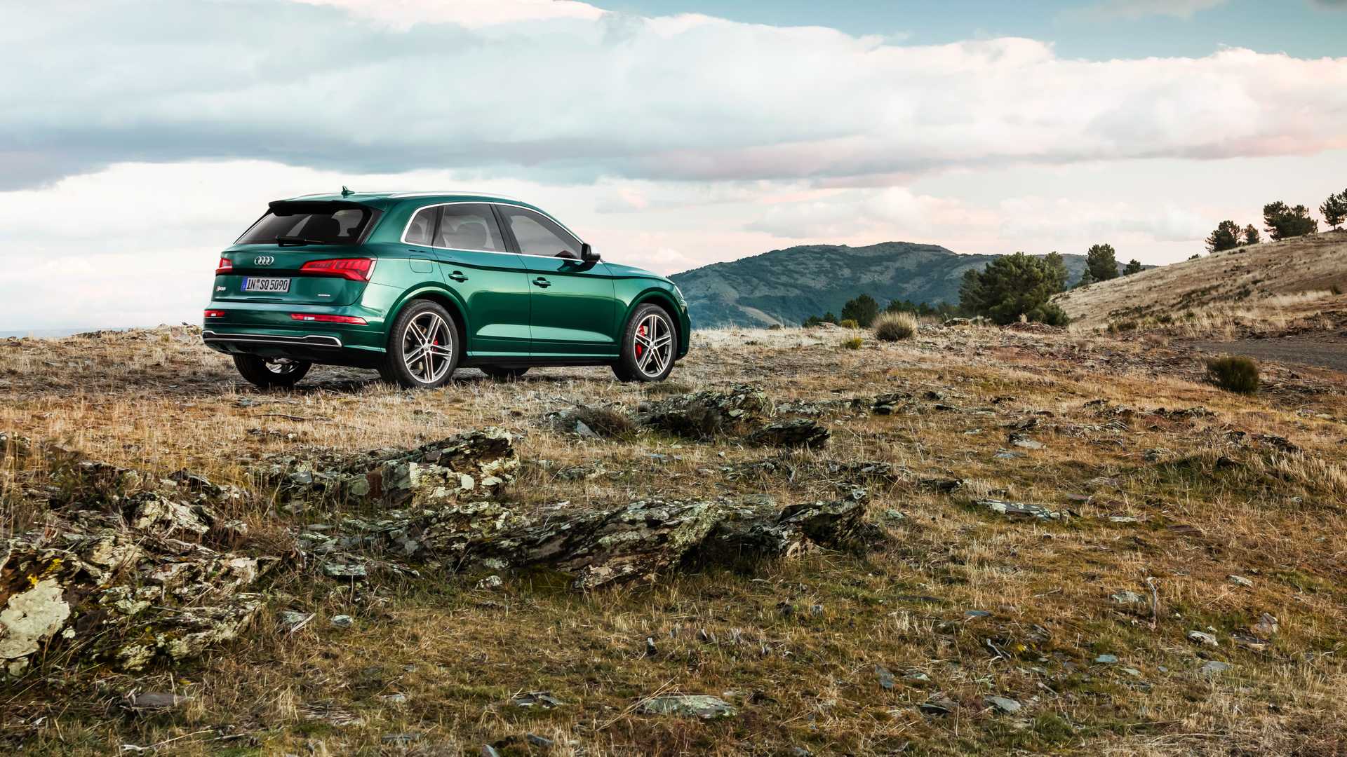 2020 Audi SQ5 TDI (Color: Azores Green Metallic) Rear Three-Quarter Wallpapers (3)