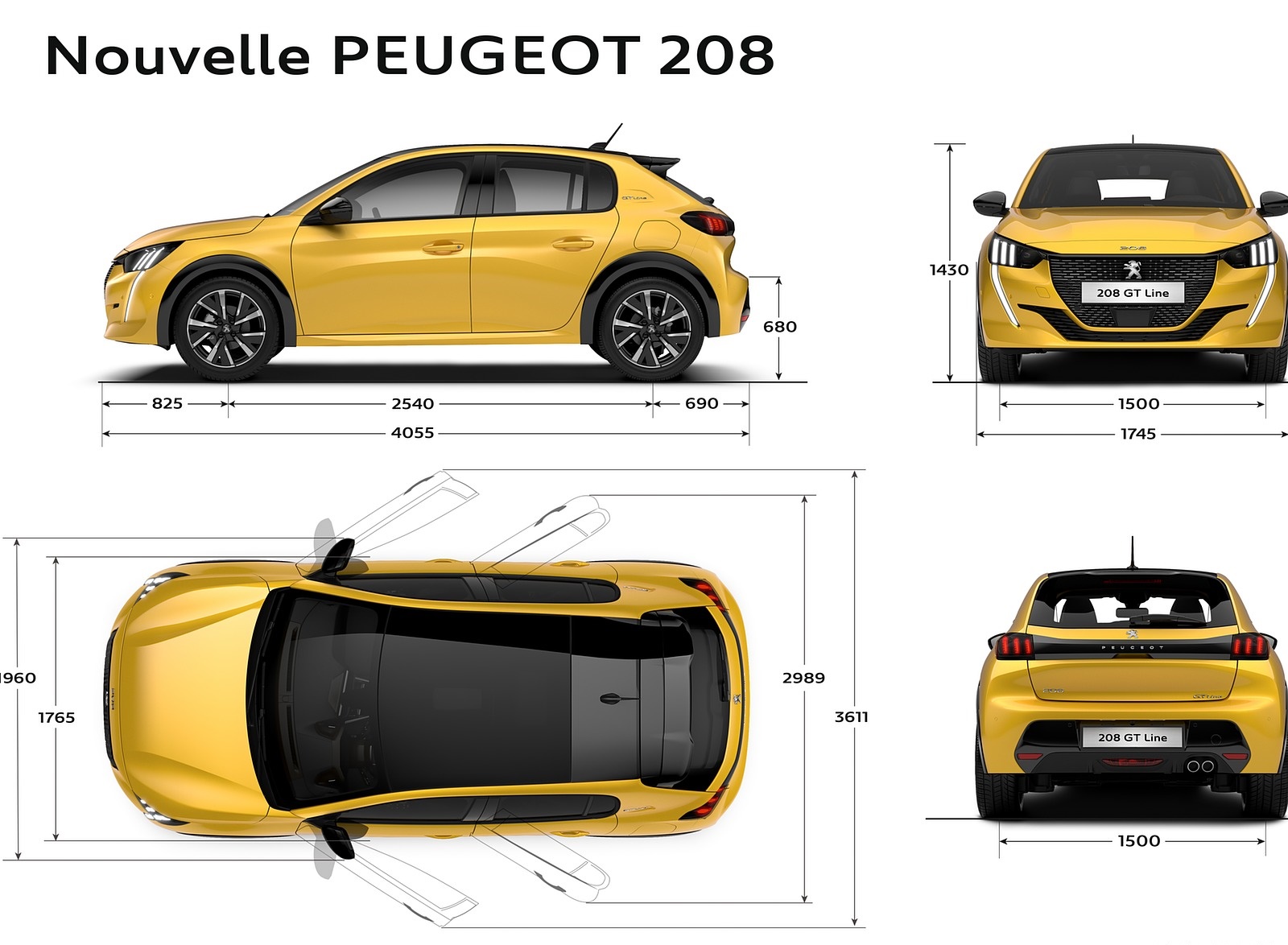 Peugeot e208 dimensions