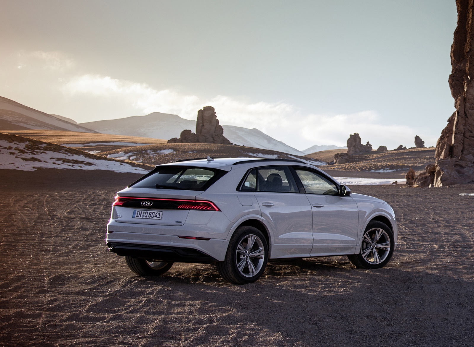 2019 Audi Q8 (Color: Glacier White) Rear Three-Quarter Wallpapers #202 of 260