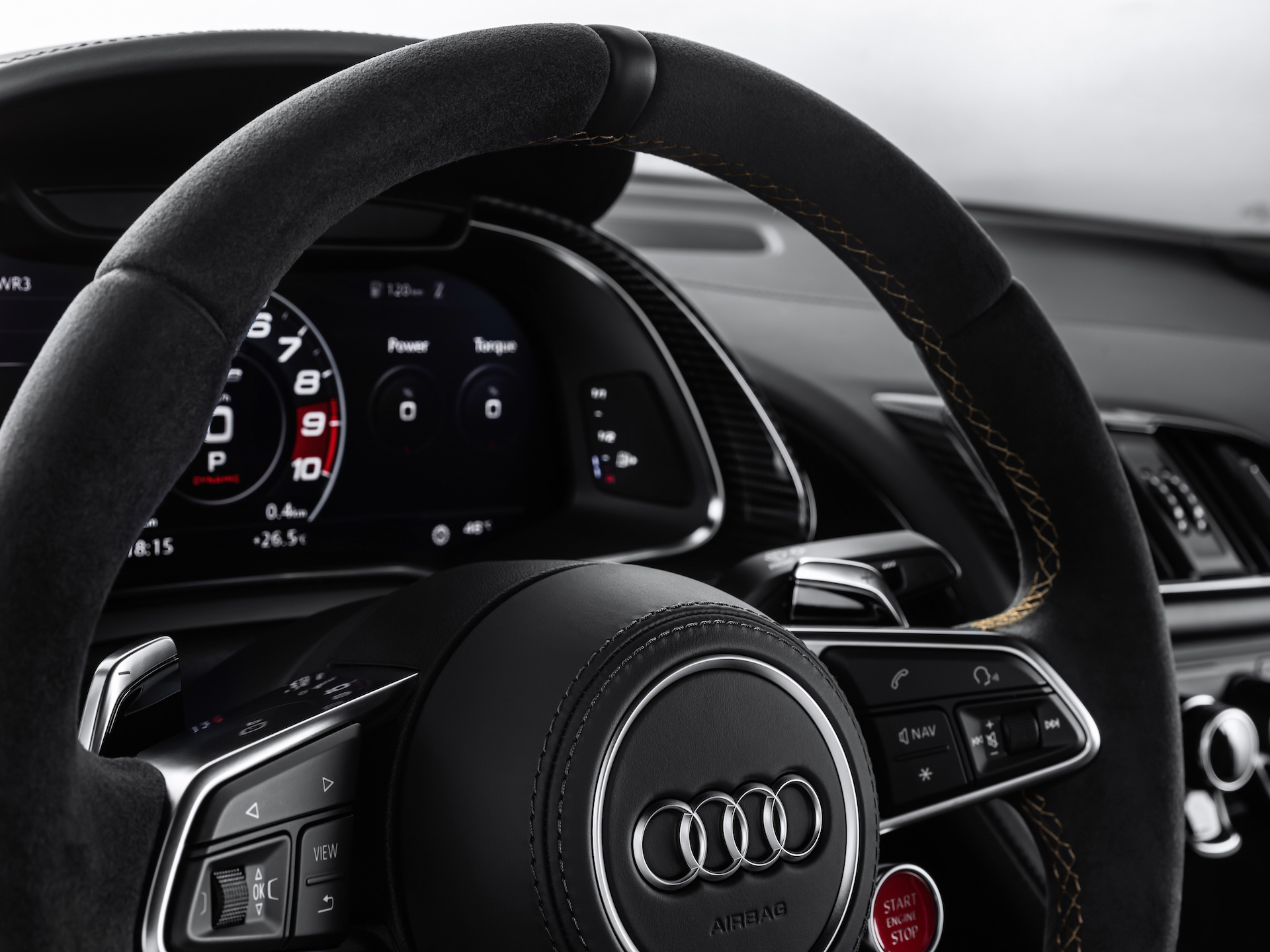 2019 Audi R8 V10 Decennium (Color: Daytona Gray Matt) Interior Steering Wheel Wallpapers #15 of 15