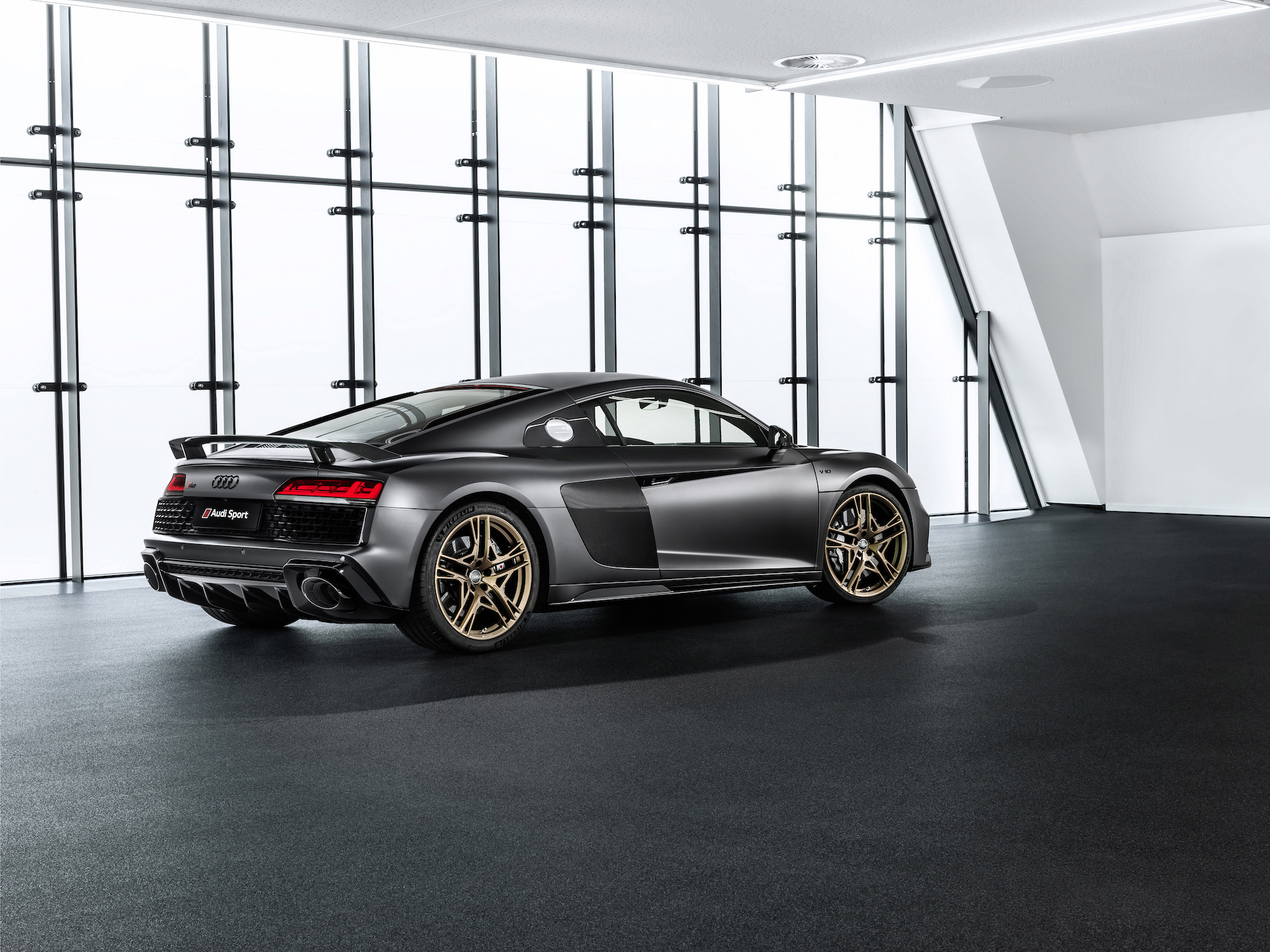 2019 Audi R8 V10 Decennium (Color: Daytona Gray Matt) Rear Three-Quarter Wallpapers (3)