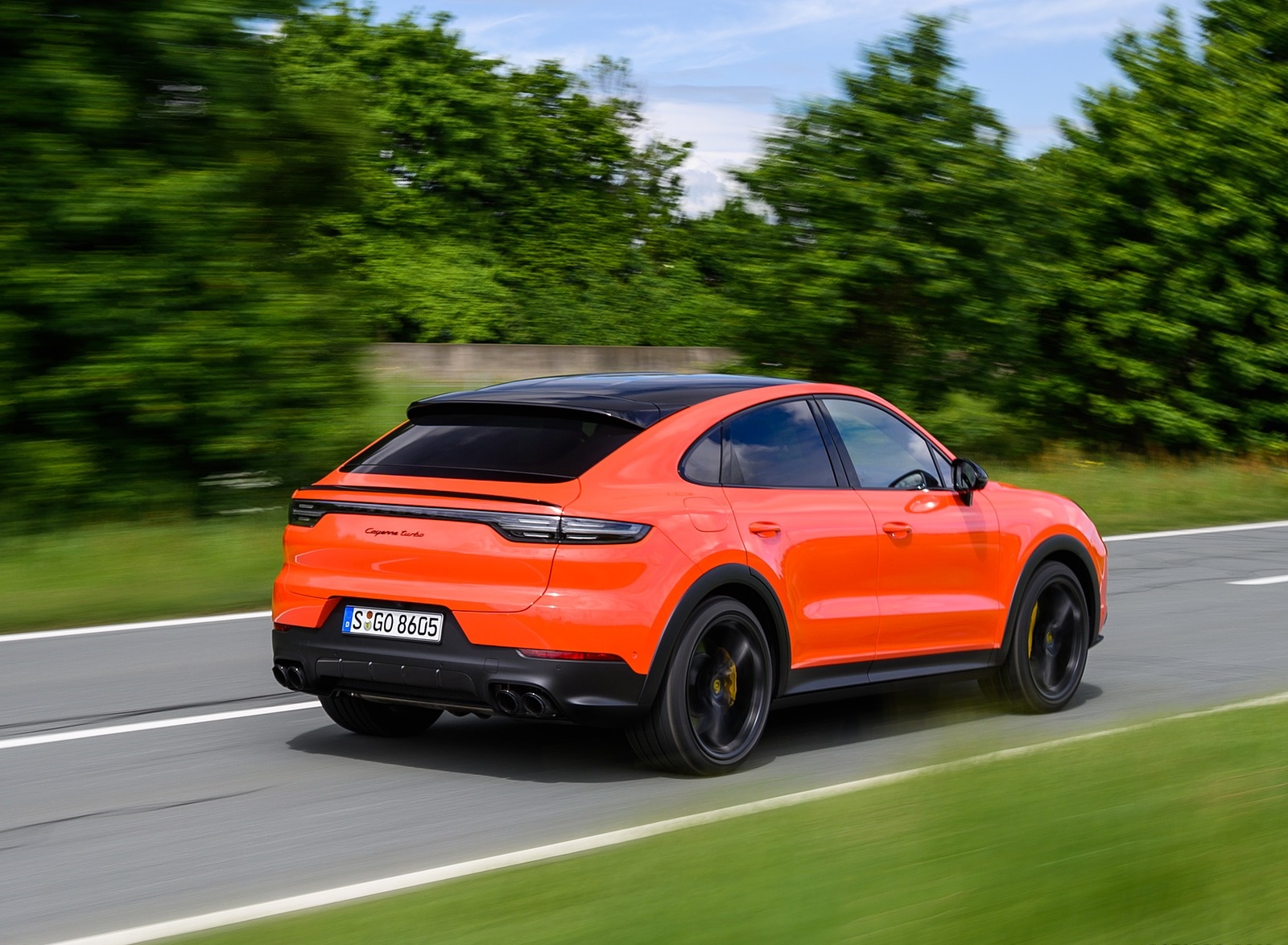 2020 Porsche Cayenne Turbo Coupe (Color: Lava Orange) Rear Three-Quarter Wallpapers #16 of 94