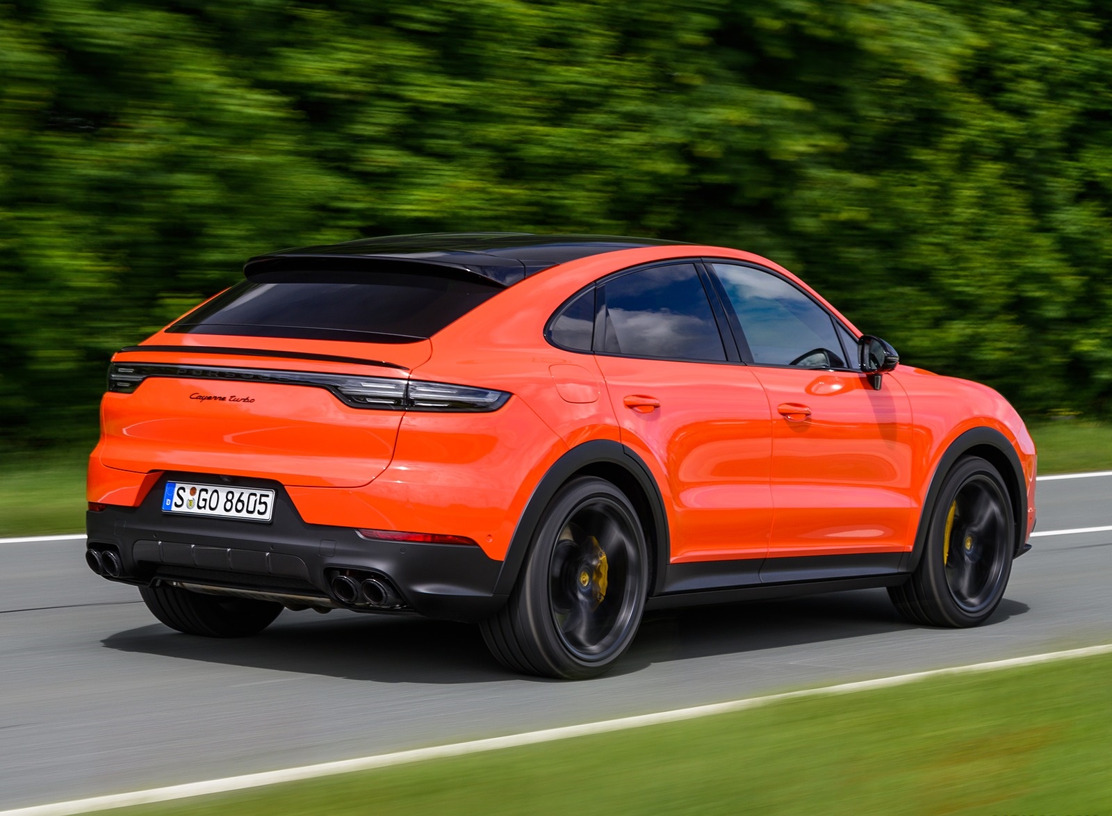 2020 Porsche Cayenne Turbo Coupe (Color: Lava Orange) Rear Three-Quarter Wallpapers #19 of 94