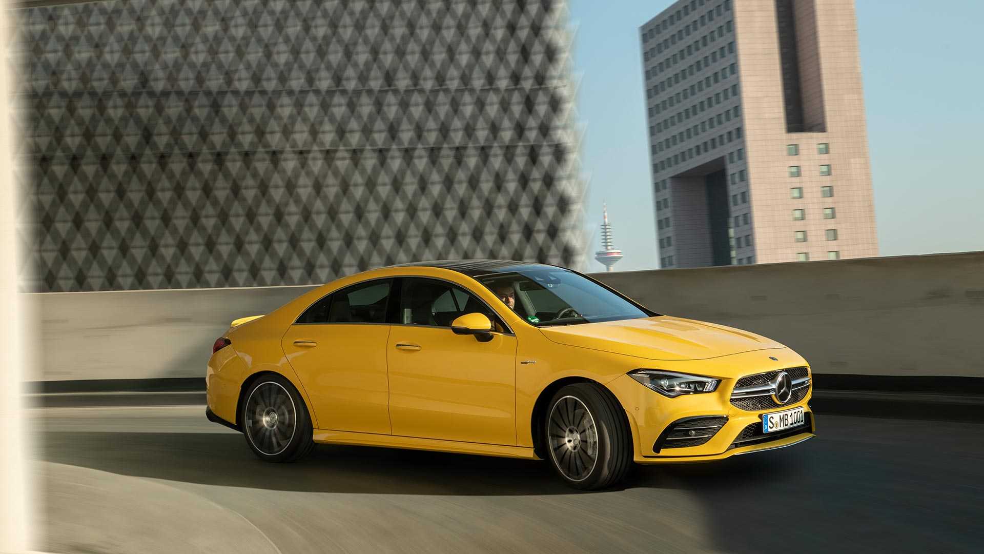 2020 Mercedes-AMG CLA 35 4MATIC (Color: Sun Yellow) Front Three-Quarter Wallpapers #2 of 35