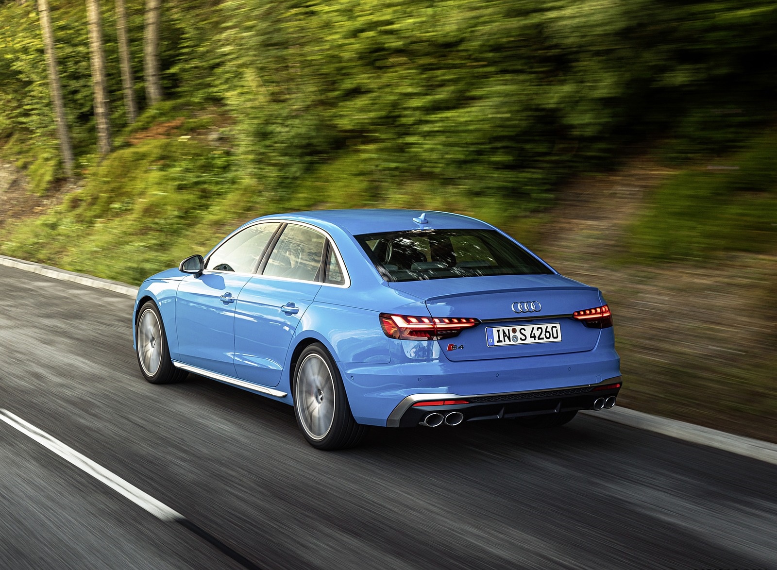 2019 Audi S4 TDI (Color: Turbo Blue) Rear Three-Quarter Wallpapers (5)