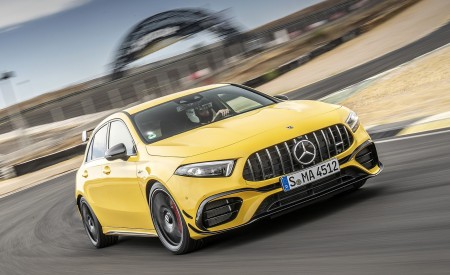 2020 Mercedes-AMG A 45 S 4MATIC+ (Color: Sun Yellow) Front Three-Quarter Wallpapers 450x275 (3)