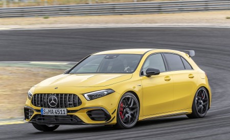 2020 Mercedes-AMG A 45 S 4MATIC+ (Color: Sun Yellow) Front Three-Quarter Wallpapers 450x275 (2)