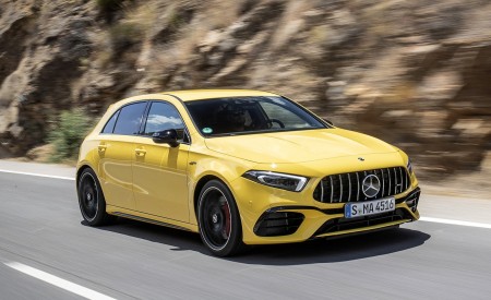 2020 Mercedes-AMG A 45 S 4MATIC+ (Color: Sun Yellow) Front Three-Quarter Wallpapers 450x275 (4)