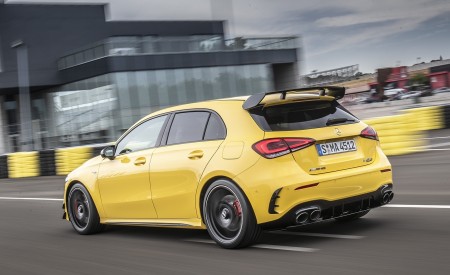 2020 Mercedes-AMG A 45 S 4MATIC+ (Color: Sun Yellow) Rear Three-Quarter Wallpapers 450x275 (6)