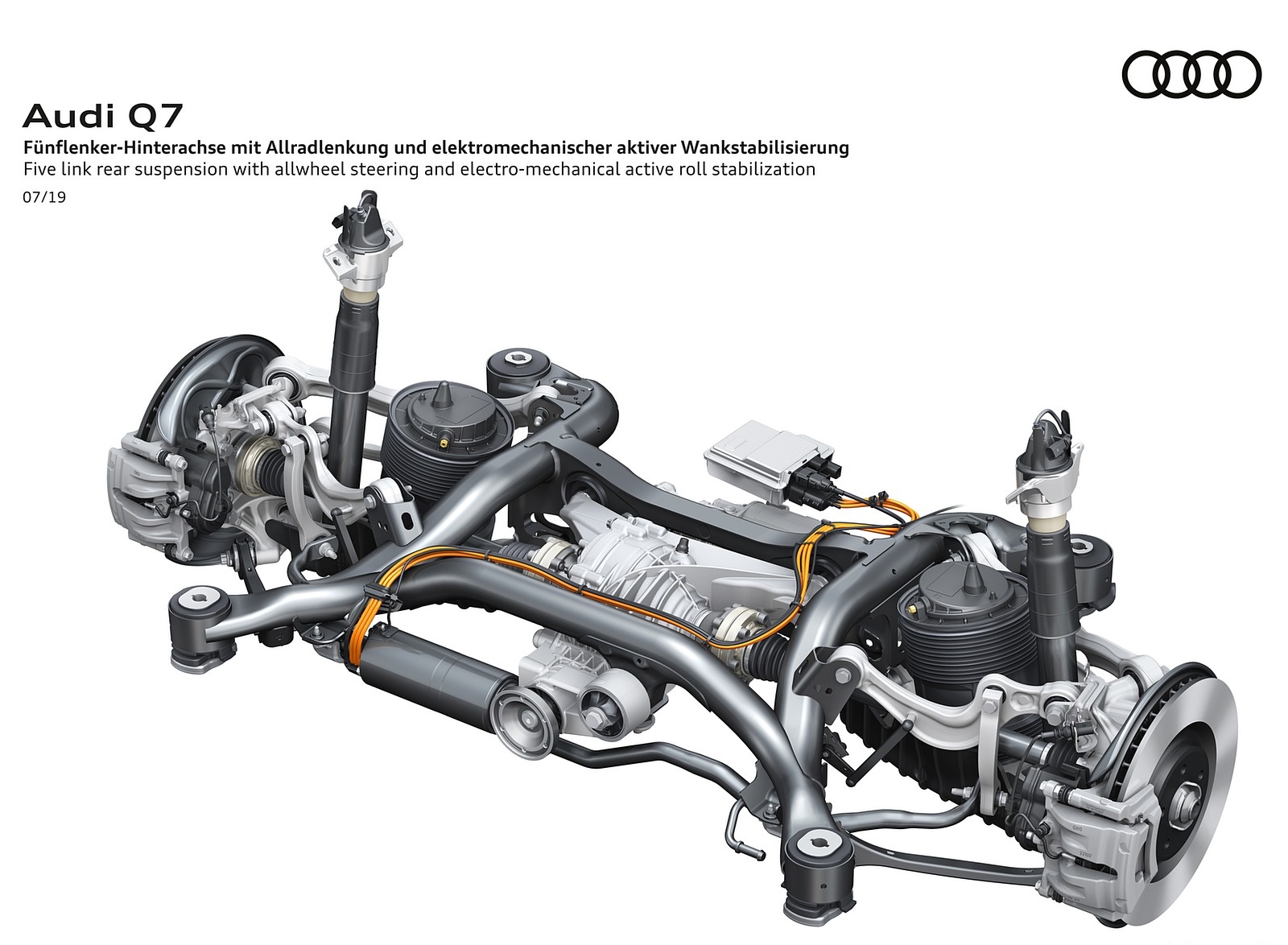 2020 Audi Q7 Five link rear suspension with allwheel steering and electro-mechanical active roll stabilization Wallpapers #134 of 158