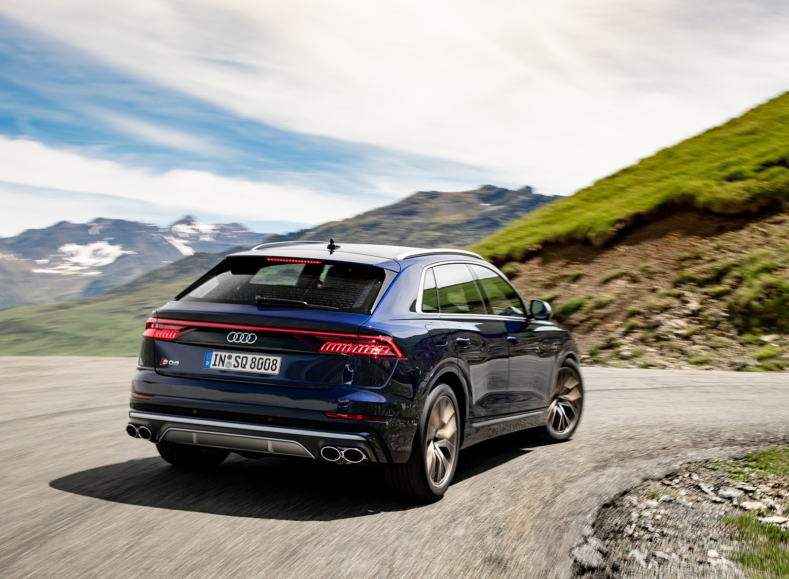 2020 Audi SQ8 TDI (Color: Navarra Blue) Rear Three-Quarter Wallpapers (2)