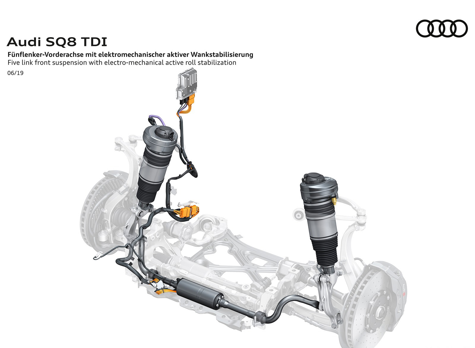 2020 Audi SQ8 TDI Five link front suspension with allwheel steering and electro-mechanical active roll stabilization Wallpapers #65 of 140