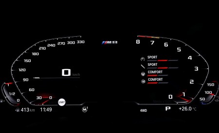 2020 BMW M8 Competition Coupe (Color: Frozen Marina Bay Blue) Digital Instrument Cluster Wallpapers 450x275 (227)