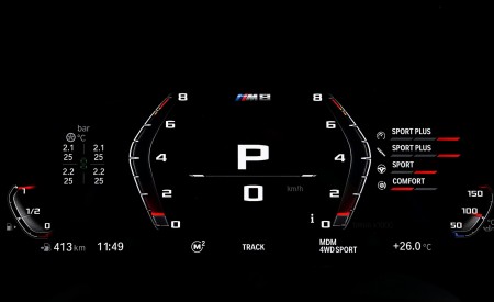 2020 BMW M8 Competition Coupe (Color: Frozen Marina Bay Blue) Digital Instrument Cluster Wallpapers 450x275 (226)