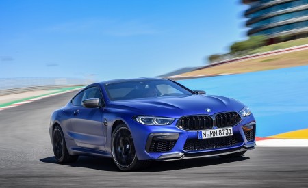 2020 BMW M8 Competition Coupe (Color: Frozen Marina Bay Blue) Front Three-Quarter Wallpapers 450x275 (116)