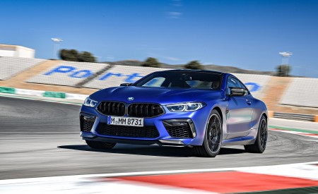 2020 BMW M8 Competition Coupe (Color: Frozen Marina Bay Blue) Front Three-Quarter Wallpapers 450x275 (110)