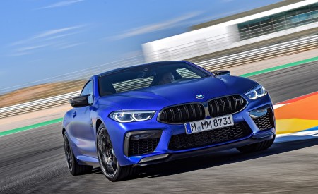 2020 BMW M8 Competition Coupe (Color: Frozen Marina Bay Blue) Front Three-Quarter Wallpapers 450x275 (111)